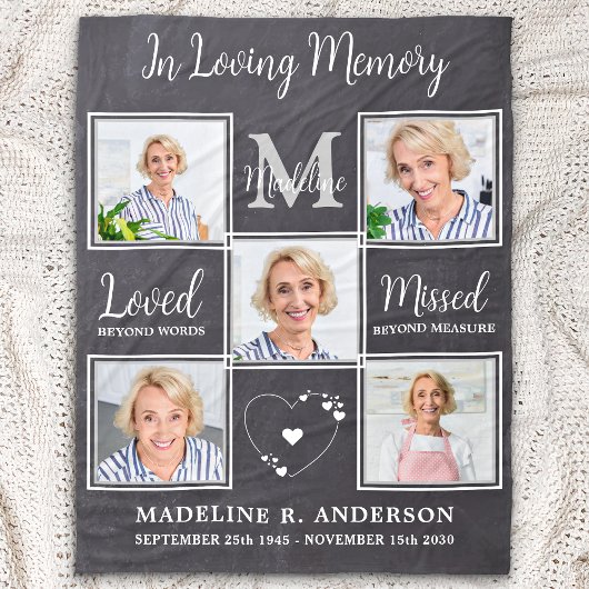 Im Love Memory Remembranation Custom 5 Picture Fleecedecke