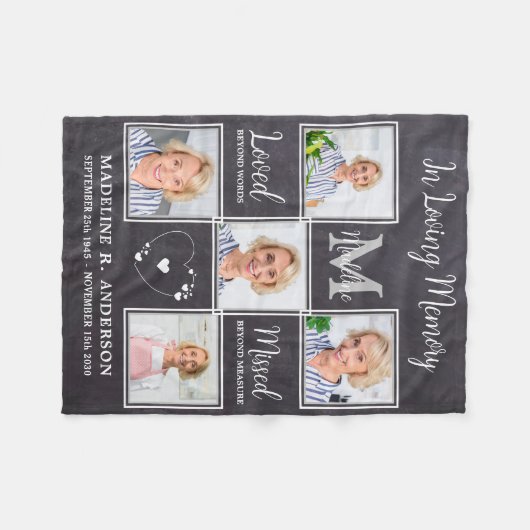 Im Love Memory Remembranation Custom 5 Picture Fleecedecke (Vorderseite (Horizontal))