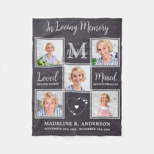 Im Love Memory Remembranation Custom 5 Picture Fleecedecke (Vorderseite)