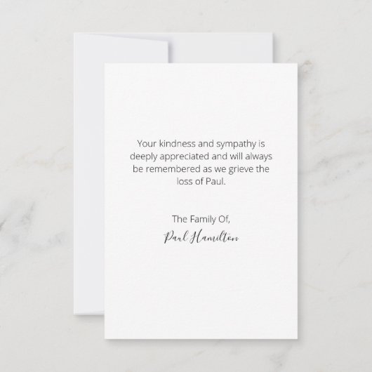 Im Love Memory White Script Dankeschön Karte (Rückseite)