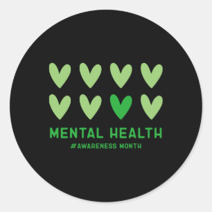 Im Mai tragen wir ein grünes Mental Health Awarene Runder Aufkleber