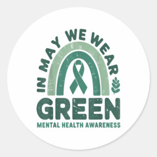 Im Mai tragen wir einen grünen Mental Health Aware Runder Aufkleber