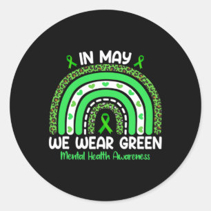 Im Mai tragen wir Green Ribbon Mental Health Award Runder Aufkleber