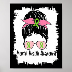 Im Mai tragen wir grüne Messy Bun Mental Health Aw Poster