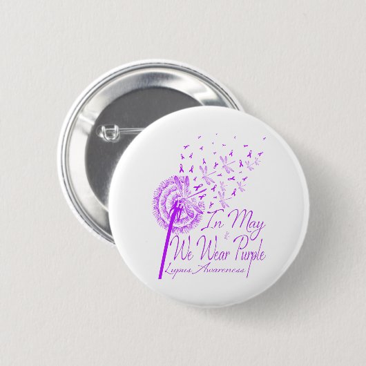 Im Mai tragen wir Lila Lupus Awareness Dandelion.p Button (Vorne & Hinten)