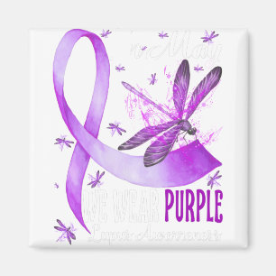 Im Mai tragen wir Lila Lupus Bewusstsein Dragonfly Magnet