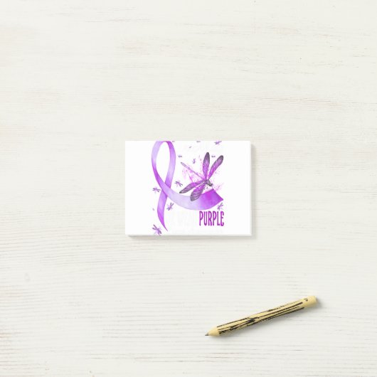 Im Mai tragen wir Lila Lupus Bewusstsein Dragonfly Post-it Klebezettel (Auf Schreibtisch)