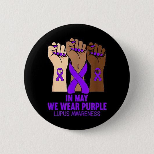 Im Mai tragen wir lila Lupus-Bewusstsein Lila Mona Button (Vorderseite)