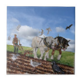 Im März pflügende Pferde Fliese (Vorderseite)