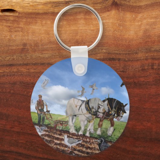 Im März pflügende Pferde Schlüsselanhänger (Vorderseite)