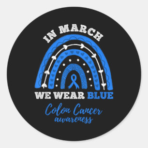Im März tragen wir blaues Kolorektal Colon Cancer Runder Aufkleber