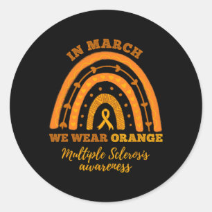 Im März tragen wir eine orange Multiple Sklerose A Runder Aufkleber