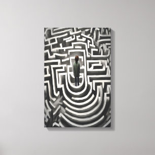 Im Maze Abstrakte Schwarz-Weiß-Kunst verloren Leinwanddruck