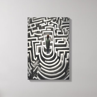Im Maze Abstrakte Schwarz-Weiß-Kunst verloren Leinwanddruck
