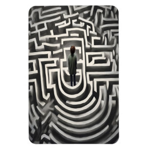 Im Maze Abstrakte Schwarz-Weiß-Kunst verloren Magnet