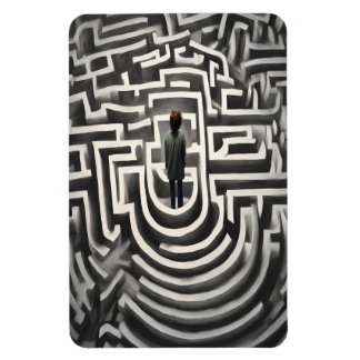 Im Maze Abstrakte Schwarz-Weiß-Kunst verloren Magnet