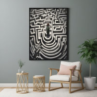 Im Maze Abstrakte Schwarz-Weiß-Kunst verloren