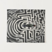Im Maze Abstrakte Schwarz-Weiß-Kunst verloren Wandteppich (Vorderseite (Horizontal))