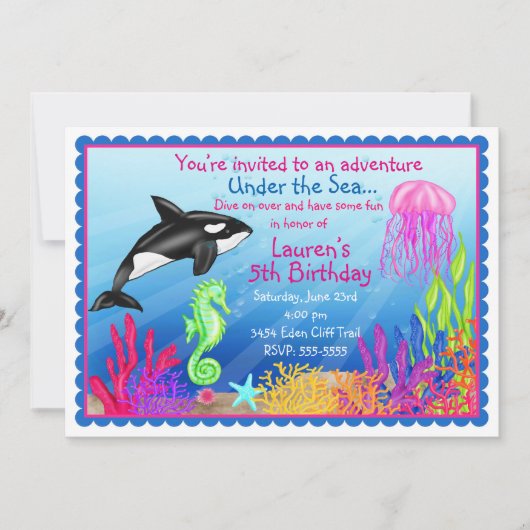 Im Meer Geburtstagseinladungen Einladung (Vorderseite)