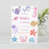 Im Meer lebende Tiere Einladung (Stehend Vorderseite)