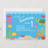 Im Meer lebende Tiere Einladungen zum Geburtstag (Vorderseite)