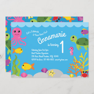 Im Meer lebende Tiere Einladungen zum Geburtstag