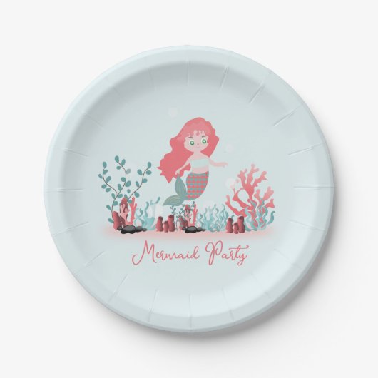 Im Meer Meerjungfrau Prinzessin Birthday Pappteller (Vorderseite)