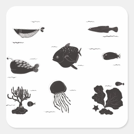 Im Meer Quadratischer Aufkleber (Vorderseite)