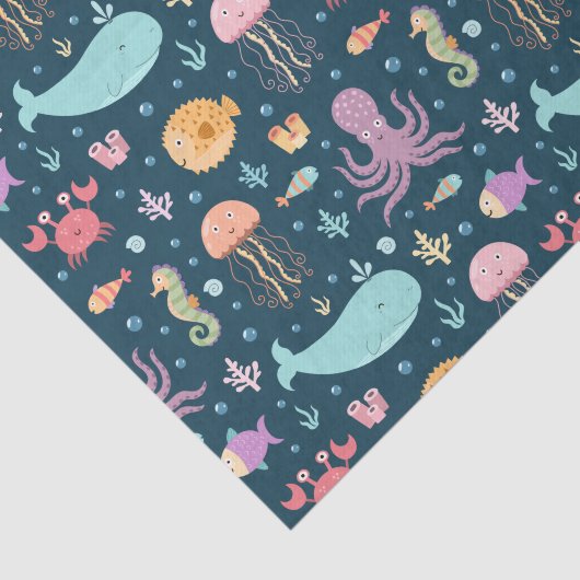 Im Meer schwimmende Meerestiere Seidenpapier (Ausschnitt)