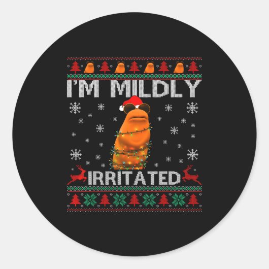 I'm Mildly Irritated Marcus The Worm Christmas Fun Runder Aufkleber (Vorderseite)