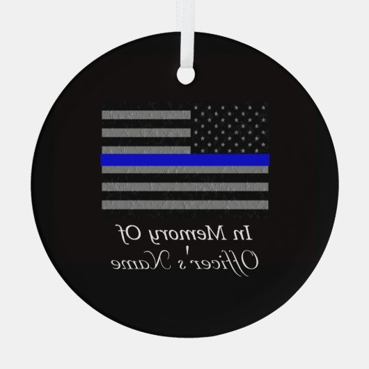 IM MITTELPUNKT DER FALLENDEN POLIZEIBEHÖRDE ORNAMENT AUS GLAS (Rückseite)