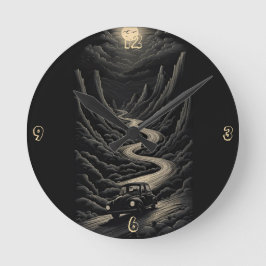 Im Mondschein fahren Runde Wanduhr