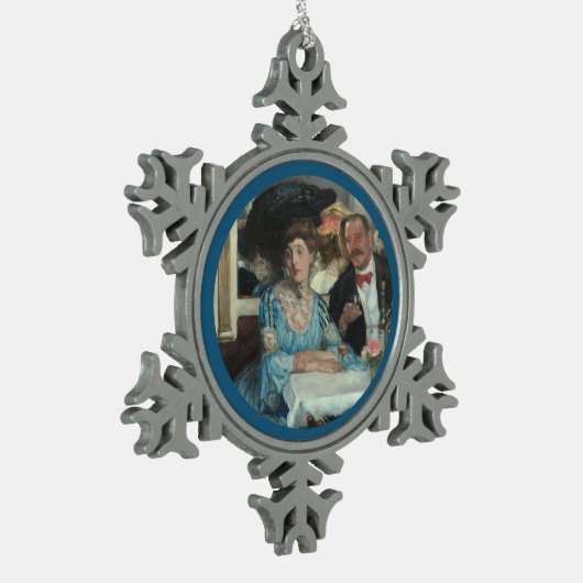 Im Mouquins Restaurant NY - William Glackens Schneeflocken Zinn-Ornament (Links)