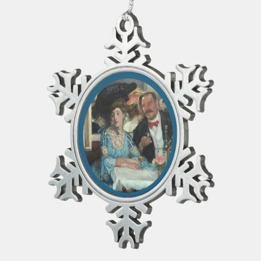 Im Mouquins Restaurant NY - William Glackens Schneeflocken Zinn-Ornament (Rechts)