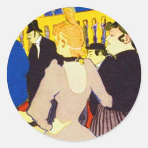 Im Nachtclub von Toulouse Lautrec, Vintage Kunst Runder Aufkleber