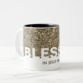 im Namen Jesu | Stilvoller BEIGE Glitzer Zweifarbige Tasse