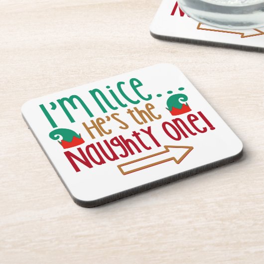 Im Nice Hes Naughty Elf Hat Getränkeuntersetzer (Linke Seite)