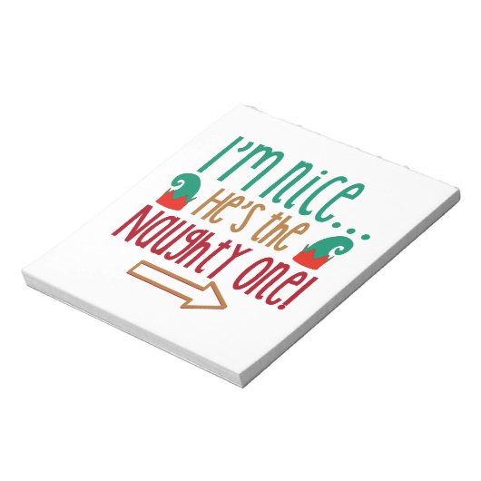 Im Nice Hes Naughty Elf Hat Notizblock (Rotiert)