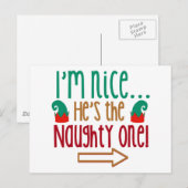 Im Nice Hes Naughty Elf Hat Postkarte (Vorne/Hinten)
