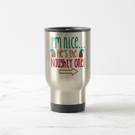 Im Nice Hes Naughty Elf Hat Reisebecher (Mittel)