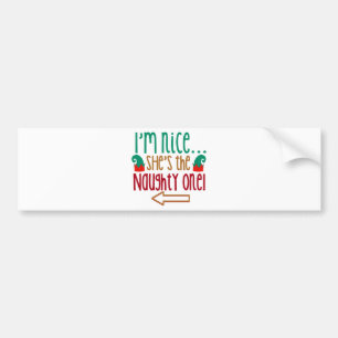Im Nice Shes Naughty Elf Hat Autoaufkleber