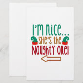 Im Nice Shes Naughty Elf Hat Briefpapier (Vorne/Hinten)