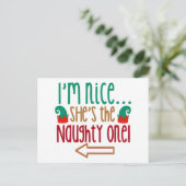 Im Nice Shes Naughty Elf Hat Postkarte (Stehend Vorderseite)