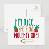 Im Nice Shes Naughty Elf Hat Postkarte (Vorne/Hinten)