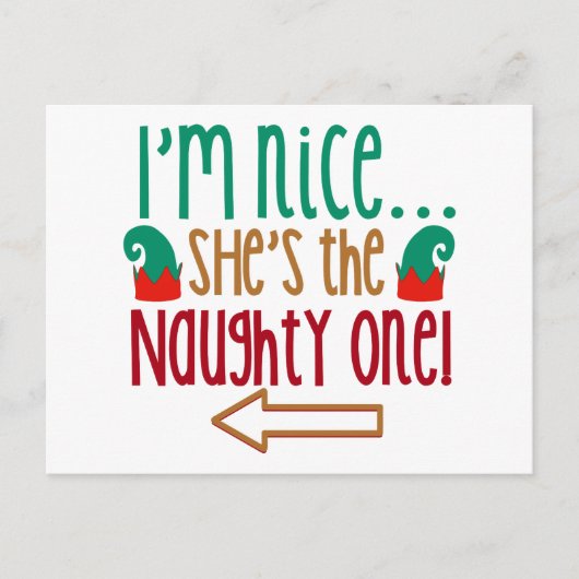 Im Nice Shes Naughty Elf Hat Postkarte (Vorderseite)