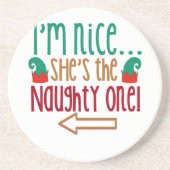 Im Nice Shes Naughty Elf Hat Sandstein Untersetzer (Vorne)