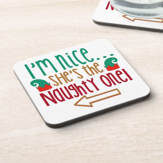 Im Nice Shes Naughty Elf Hat Untersetzer (Linke Seite)