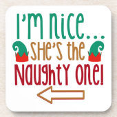 Im Nice Shes Naughty Elf Hat Untersetzer (Vorderseite)
