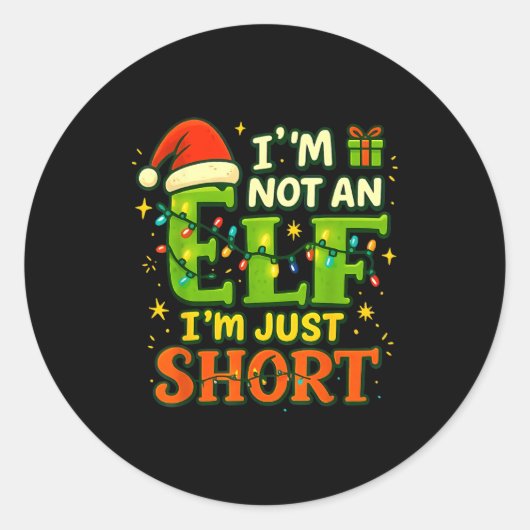 Im Not An Elf Just Short Funny Christmas Xmas Men Runder Aufkleber (Vorderseite)