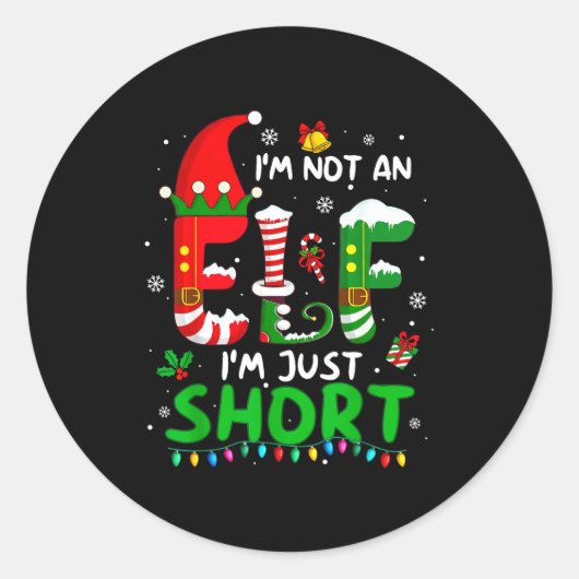 Im Not An Elf Just Short Funny Christmas Xmas Men Runder Aufkleber (Vorderseite)